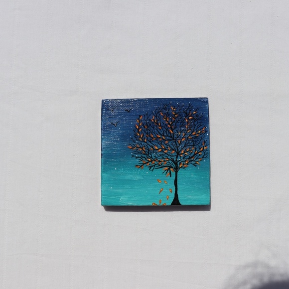 Handmade 3x3inch Mini Canvas & a free wood easal - Picture 4 of 4